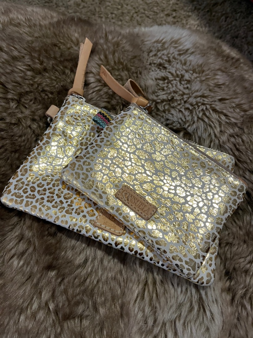 Gold Leopard Metallic Wristlet Pouch - Women Bags